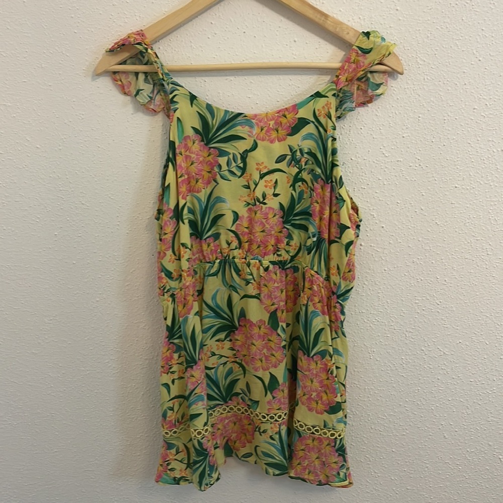 Farm Rio Ruffled Tropical Blouse Tank Sleeveless Size S - Picture 5 of 7